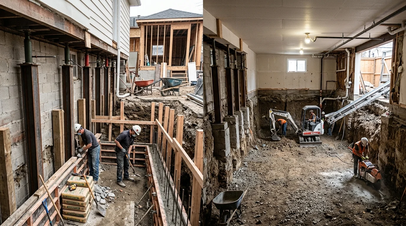 Choosing between basement underpinning and excavation depends on your foundation, soil conditions, excavation depth, and project goals.